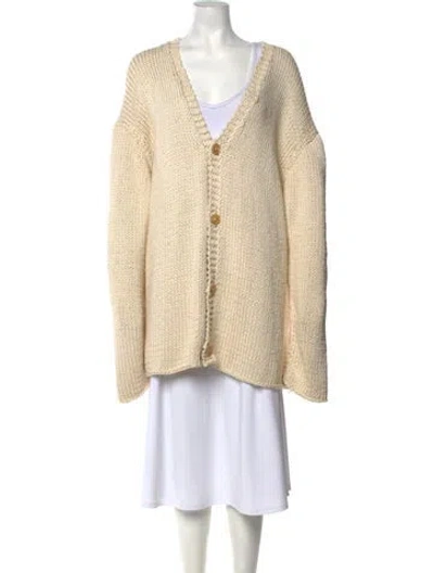 Pre-owned The Row Zaydi V-neck Sweater In Neutrals