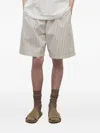The Row Zindel Straight-leg Striped Cotton Shorts In Gray