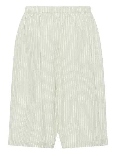 The Row Zinnia Striped Cotton Poplin Bermuda Shorts In Green