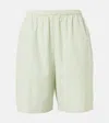 The Row Zinnia Striped Cotton Poplin Bermuda Shorts In Green