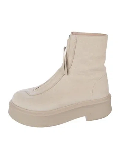 Pre-owned The Row Zip 1 Leather Boots In Neutrals