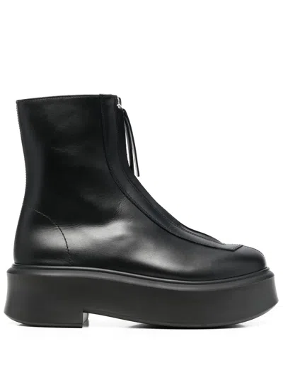 THE ROW ZIP-FRONT ANKLE BOOTS