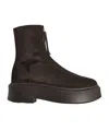 The Row Zipped Boot 1 Suede Ankle Boots In Black