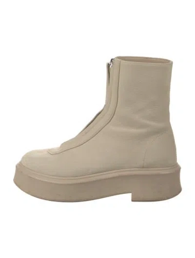 Pre-owned The Row Zipped 1 Calfskin Boots In Neutral
