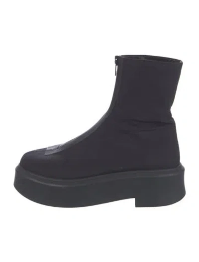 Pre-owned The Row Zipped 1 Canvas Sock Boots In Blue