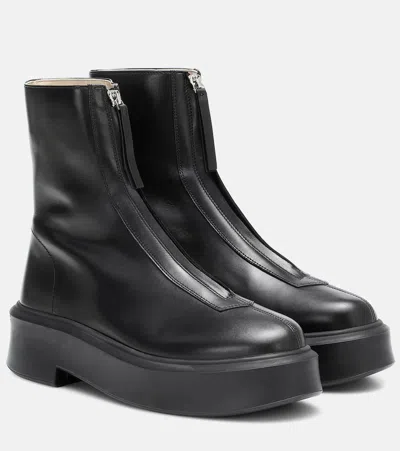 THE ROW ZIPPED 1 LEATHER ANKLE BOOTS,P00409181