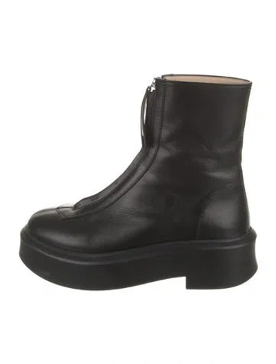 Pre-owned The Row Zipped 1 Leather Boots In Black