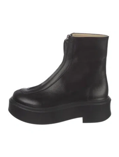 Pre-owned The Row Zipped 1 Leather Boots In Black