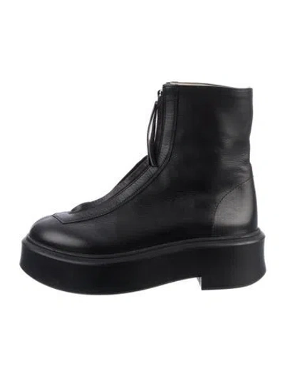 Pre-owned The Row Zipped 1 Leather Boots In Black