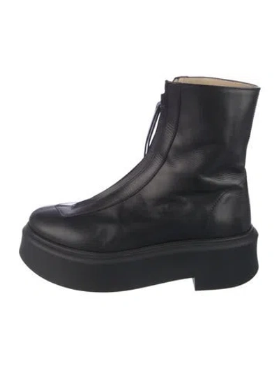 Pre-owned The Row Zipped 1 Leather Boots In Blue