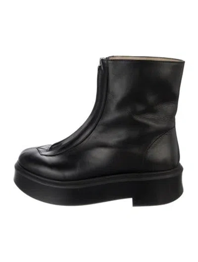 Pre-owned The Row Zipped 1 Leather Boots In Blue