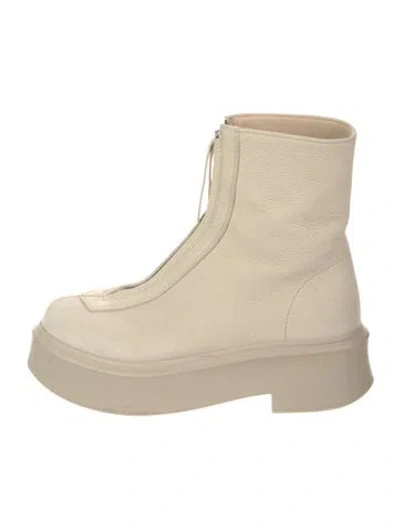 Pre-owned The Row Zipped 1 Leather Boots In Neutral
