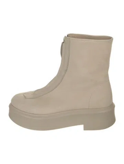 Pre-owned The Row Zipped 1 Leather Boots In Neutral