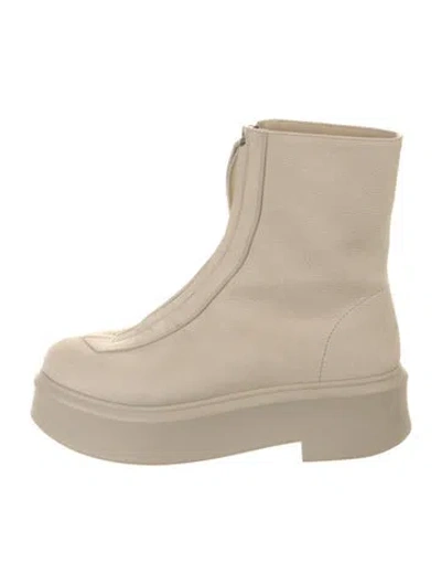 Pre-owned The Row Zipped 1 Leather Boots In Neutral
