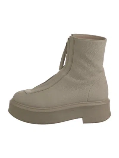 Pre-owned The Row Zipped 1 Leather Boots In Neutral