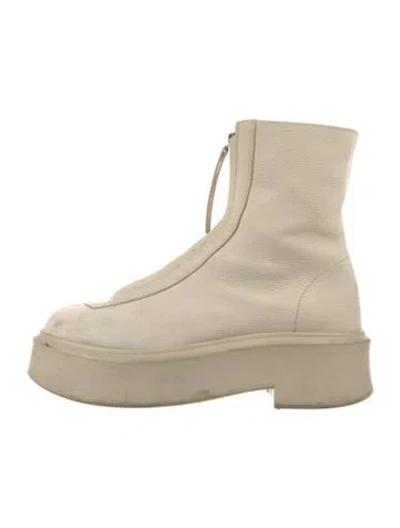 Pre-owned The Row Zipped 1 Leather Boots In Neutral