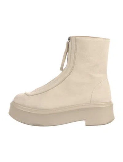 Pre-owned The Row Zipped 1 Leather Boots In Neutrals
