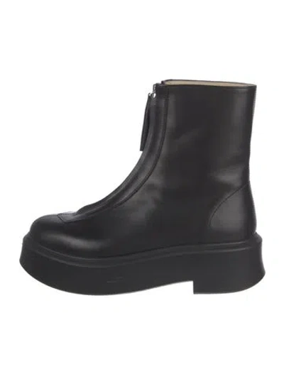 Pre-owned The Row Zipped 1 Leather Combat Boots In Black