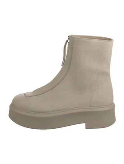 Pre-owned The Row Zipped 1 Nubuck Boots In Neutrals