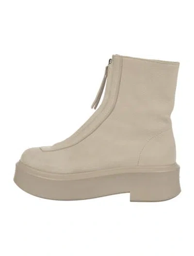 Pre-owned The Row Zipped 1 Nubuck Chelsea Boots In Neutral