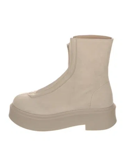 Pre-owned The Row Zipped 1 Nubuck Lace-up Boots In Neutrals