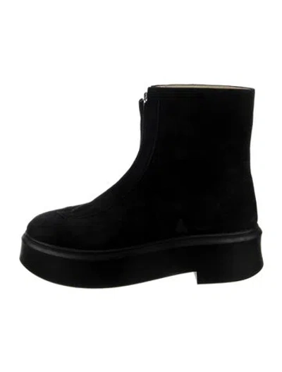 Pre-owned The Row Zipped 1 Suede Boots In Black