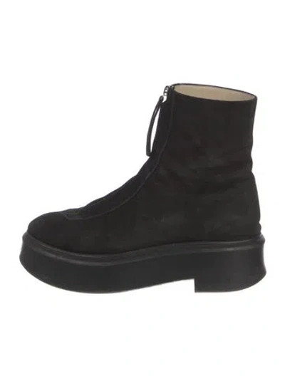 Pre-owned The Row Zipped 1 Suede Boots In Black