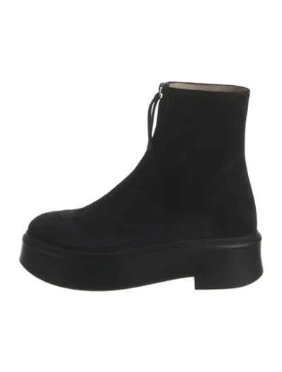 Pre-owned The Row Zipped 1 Suede Boots In Black
