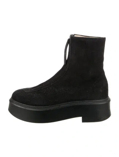 Pre-owned The Row Zipped 1 Suede Boots In Black