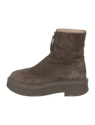 Pre-owned The Row Zipped 1 Suede Boots In Brown