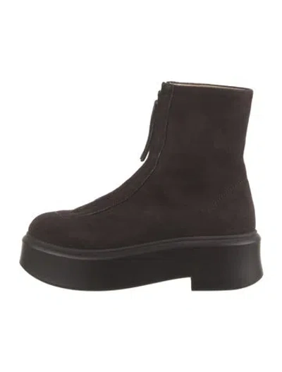 Pre-owned The Row Zipped 1 Suede Boots In Brown