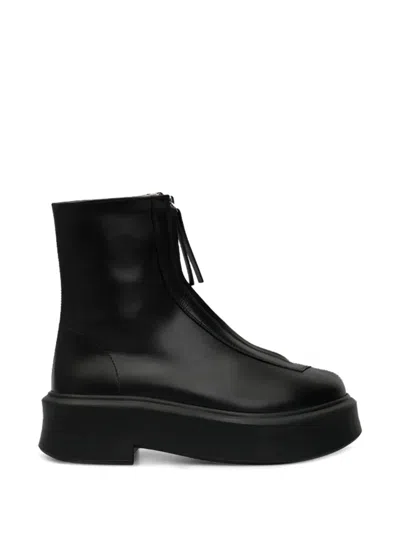 The Row Zipped Ankle Boots In Black