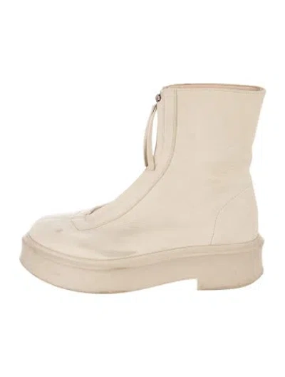 Pre-owned The Row Zipped Boot 1 Leather Boots In Neutrals