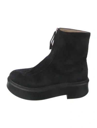 Pre-owned The Row Zipped Boot 1 Suede Boots In Black