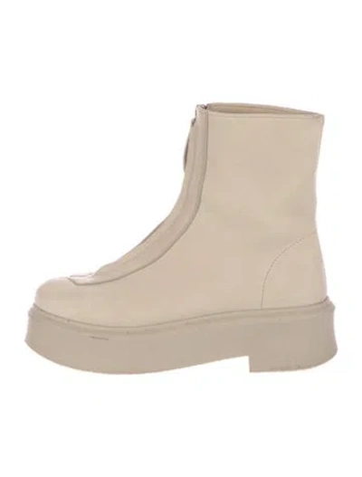 Pre-owned The Row Zipped Boot I Leather Boots In Neutral