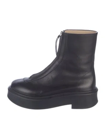 Pre-owned The Row Zipped Boot I Leather Combat Boots In Blue