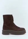 The Row Platform Sole Round Toe Ankle Boots In Brown