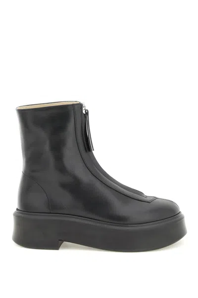 The Row Zipped I Ankle Boots In Black