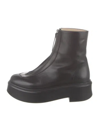 Pre-owned The Row Zipped I Leather Combat Boots In Black
