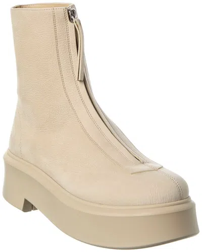 The Row Zipped Leather Boot In Beige