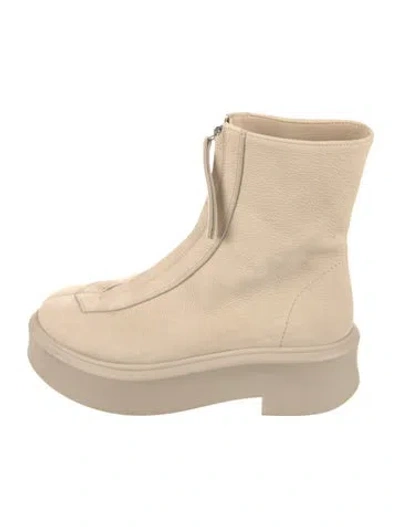 Pre-owned The Row Zipped Leather Boots In Neutral