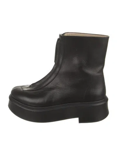 Pre-owned The Row Zipped Leather Combat Boots In Black