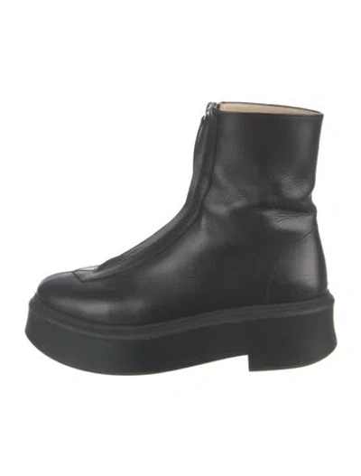 Pre-owned The Row Zipped Platform Leather Boots In Black