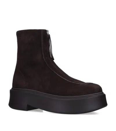 THE ROW ZIPPED SUEDE ANKLE BOOTS 50