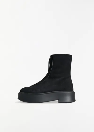 The Row Zipped Suede Boot I In Multi