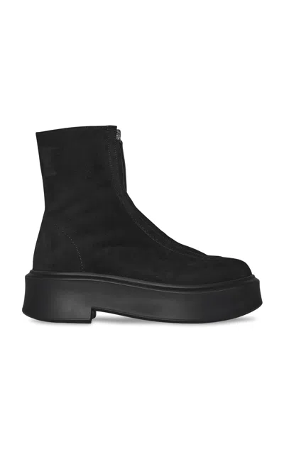 The Row Zipped Suede Boots In Multi