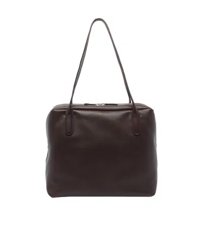 The Row Womens Brunette Ans Henri Leather Shoulder Bag