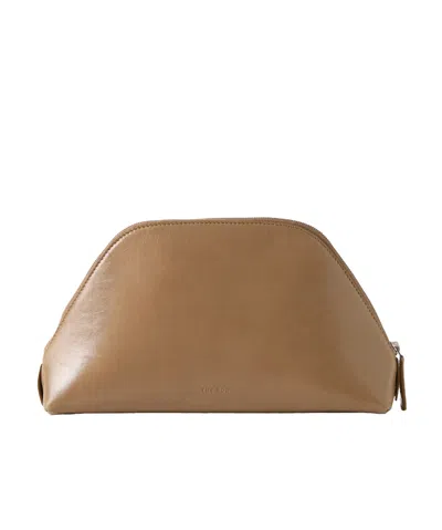 The Row Zippered Clutch In Brown