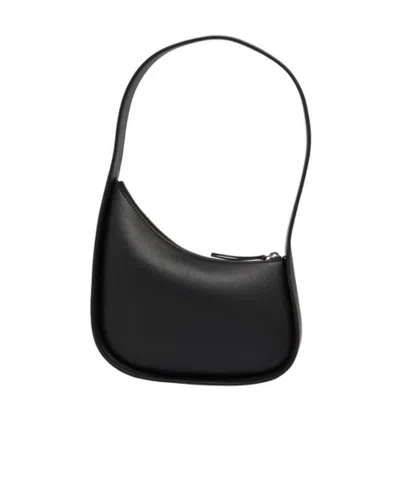 The Row Zippered Half-moon Handbag In Black