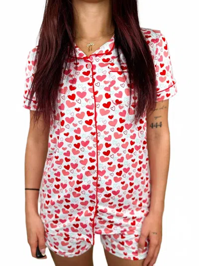 The Royal Standard All You Need Is Love Pajama Short Set In White In Multi